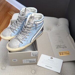 Golden Goose Women's Sneakers - Silver and Light Blue